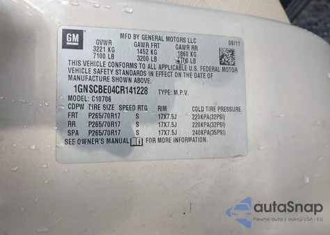 2012 Chevrolet Tahoe Lt from USA, damaged, VIN 1GNSCBE04CR141228